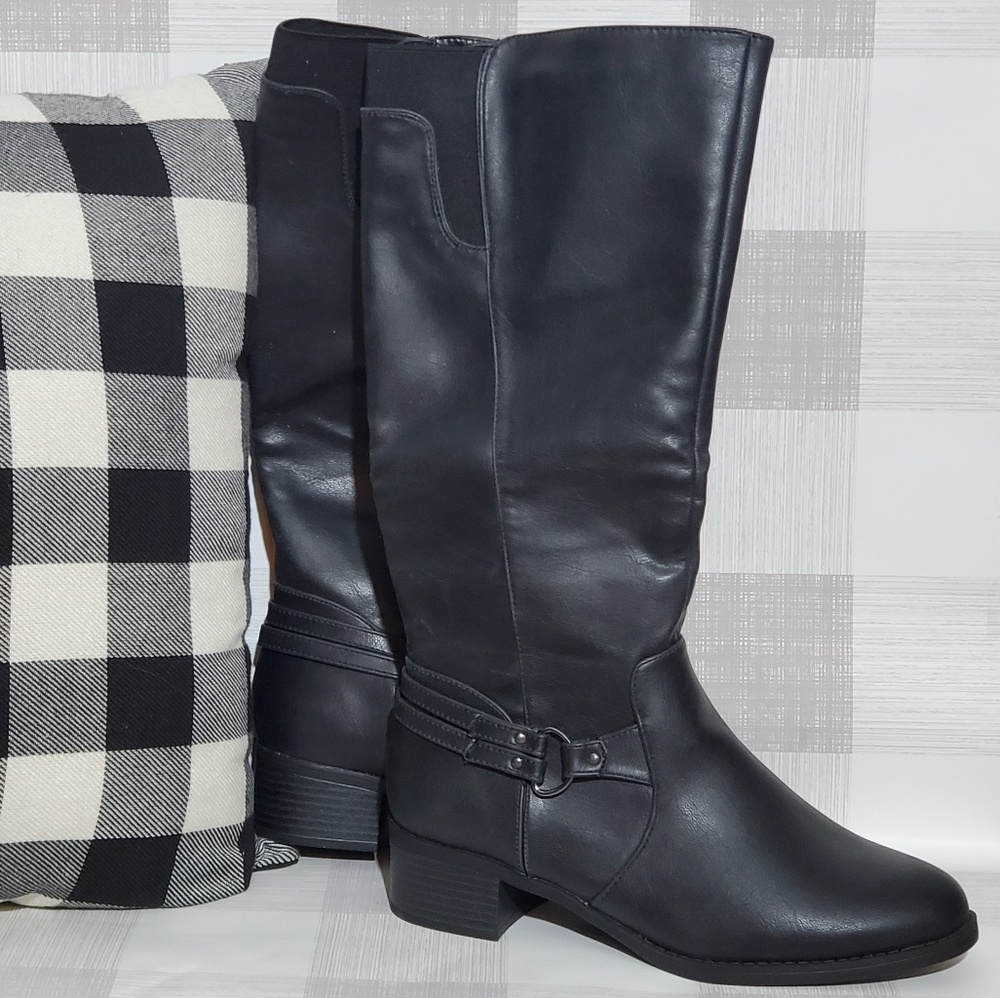 NWT Black Easy Street Knee High Wide Calf Boots